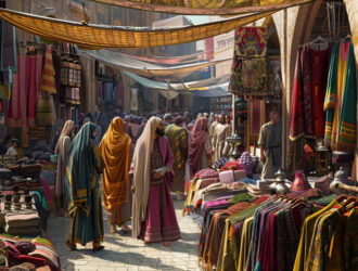 Clothing market in ancient Baghdad Middle East